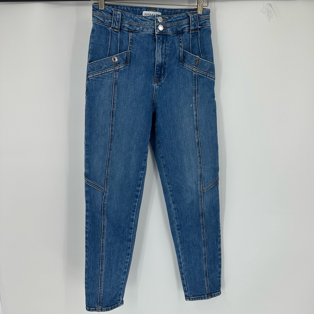 DEREK LAM 10 CROSBY Denim Womens Sz 27 Med Wash High Rise Double Button … - Picture 3 of 16